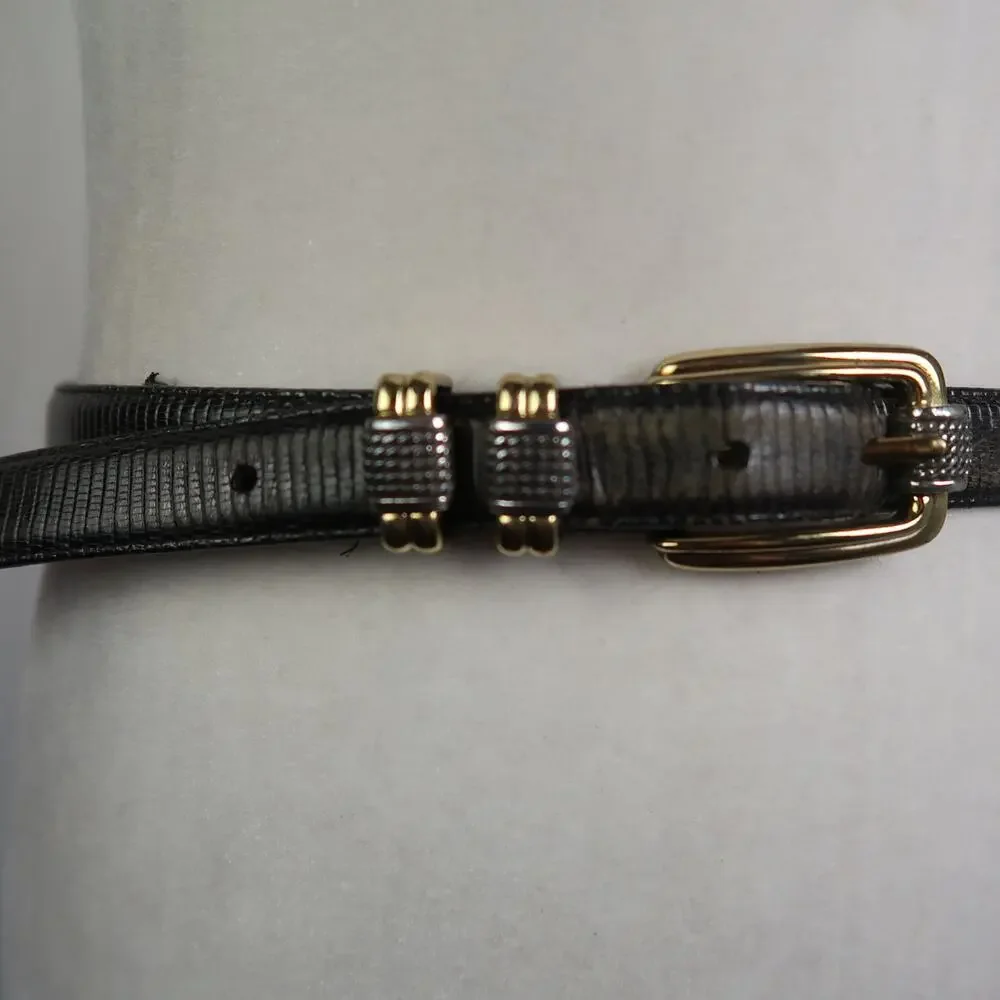 Vintage Brighton Grey Black Metallic Snake Reptile Leather Waist Belt